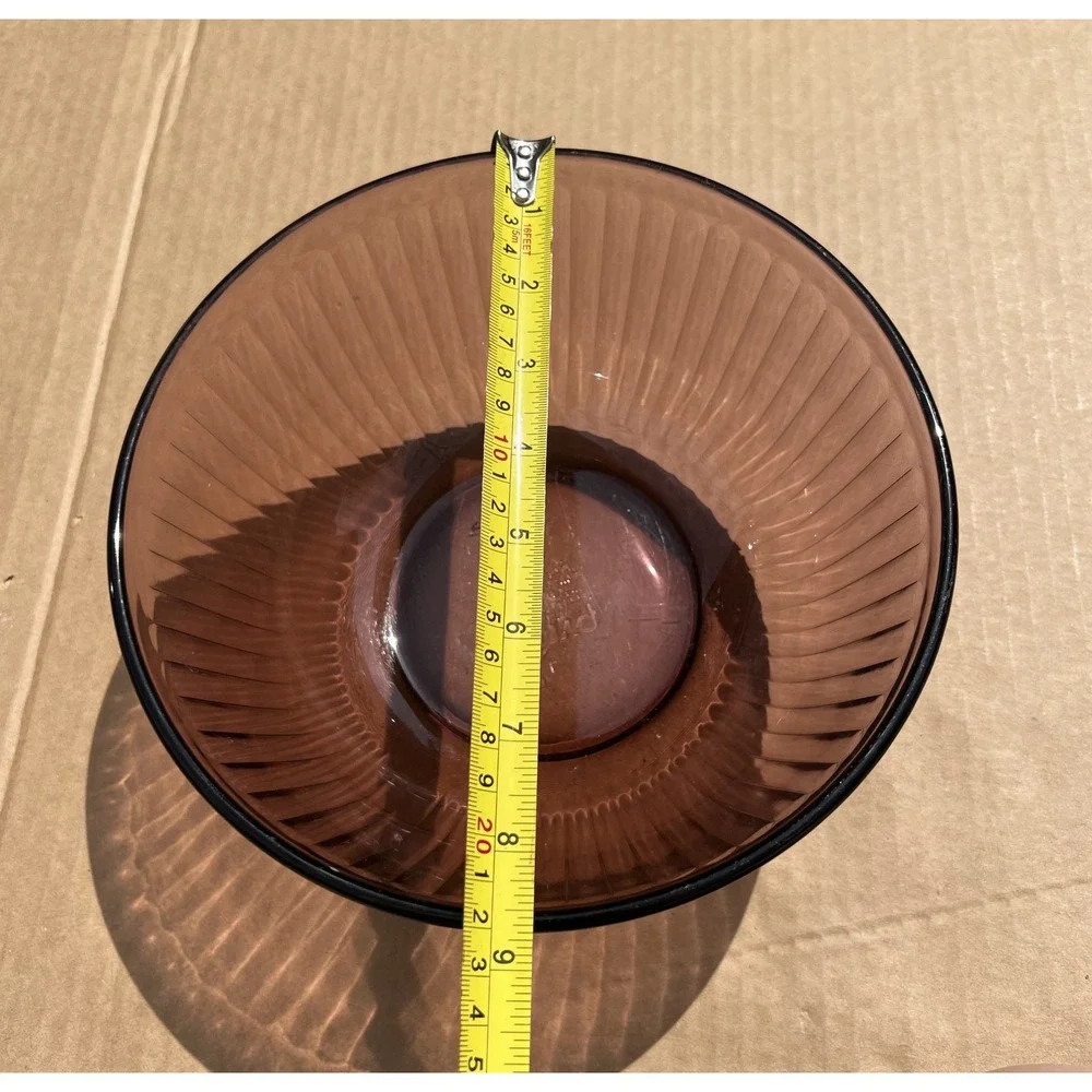 Vintage Pyrex‎ Amber Brown Ribbed Glass Bowl Vase Mid-Century Modern